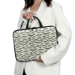Green And White Tiger Stripe Camo Print Laptop Sleeve With Handle