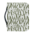Green And White Tiger Stripe Camo Print Leather Bible Cover