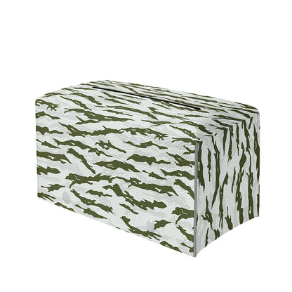 Green And White Tiger Stripe Camo Print Leather Tissue Box Cover