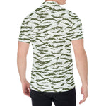 Green And White Tiger Stripe Camo Print Men's Shirt