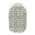Green And White Tiger Stripe Camo Print Mesh Laundry Hamper