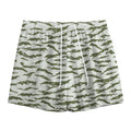 Green And White Tiger Stripe Camo Print Mesh Shorts