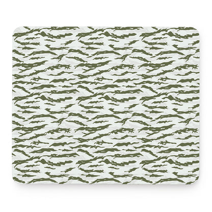 Green And White Tiger Stripe Camo Print Mouse Pad