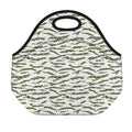 Green And White Tiger Stripe Camo Print Neoprene Lunch Bag