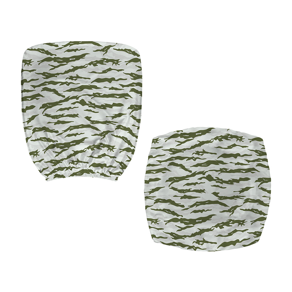 Green And White Tiger Stripe Camo Print Office Chair Cover
