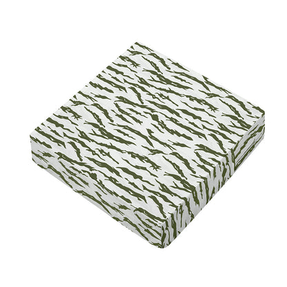 Green And White Tiger Stripe Camo Print Outdoor Seat Cushion Cover