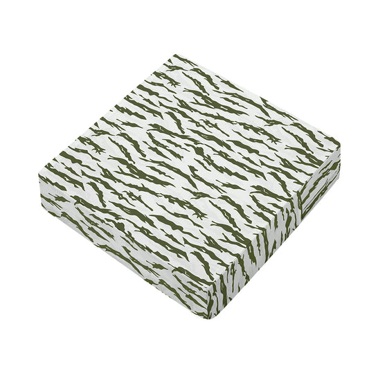Green And White Tiger Stripe Camo Print Outdoor Seat Cushion Cover