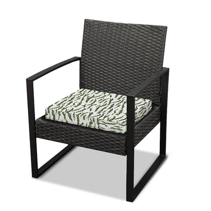 Green And White Tiger Stripe Camo Print Outdoor Seat Cushion Cover