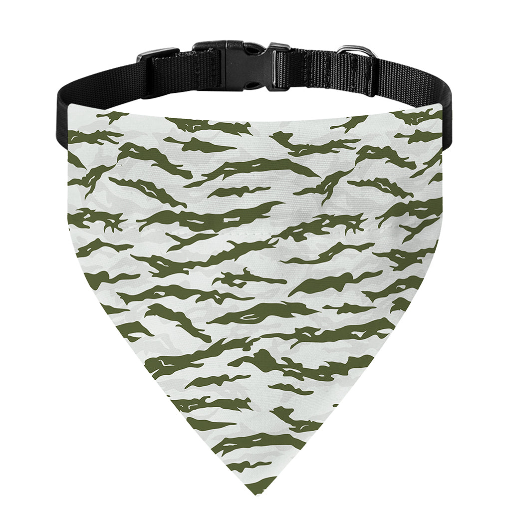 Green And White Tiger Stripe Camo Print Over The Collar Dog Bandana