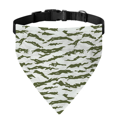 Green And White Tiger Stripe Camo Print Over The Collar Dog Bandana