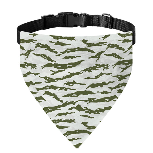 Green And White Tiger Stripe Camo Print Over The Collar Dog Bandana