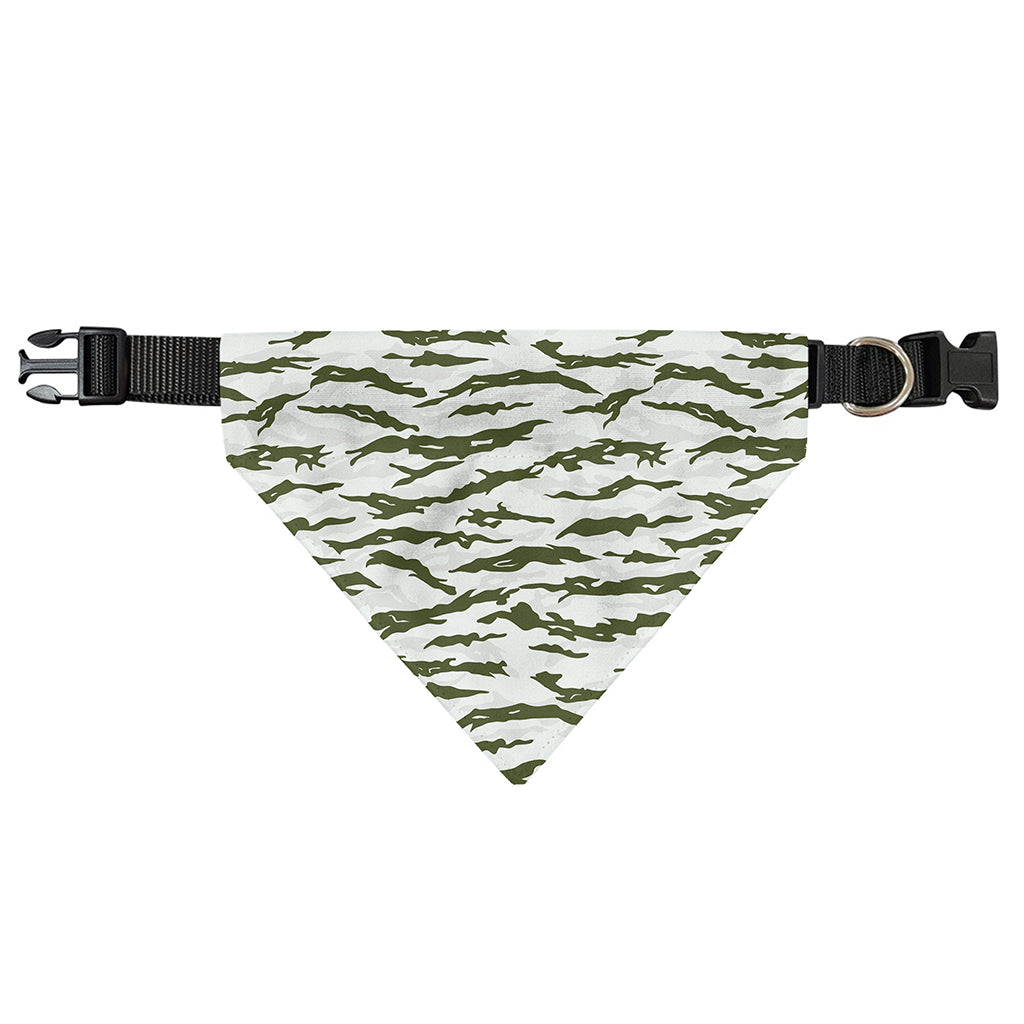 Green And White Tiger Stripe Camo Print Over The Collar Dog Bandana