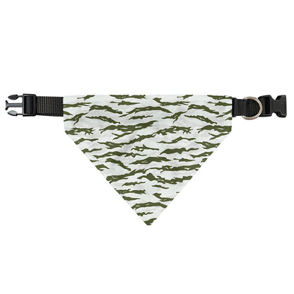 Green And White Tiger Stripe Camo Print Over The Collar Dog Bandana
