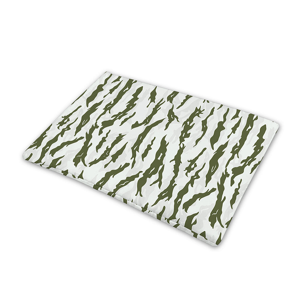 Green And White Tiger Stripe Camo Print Pet Cooling Mat Cover