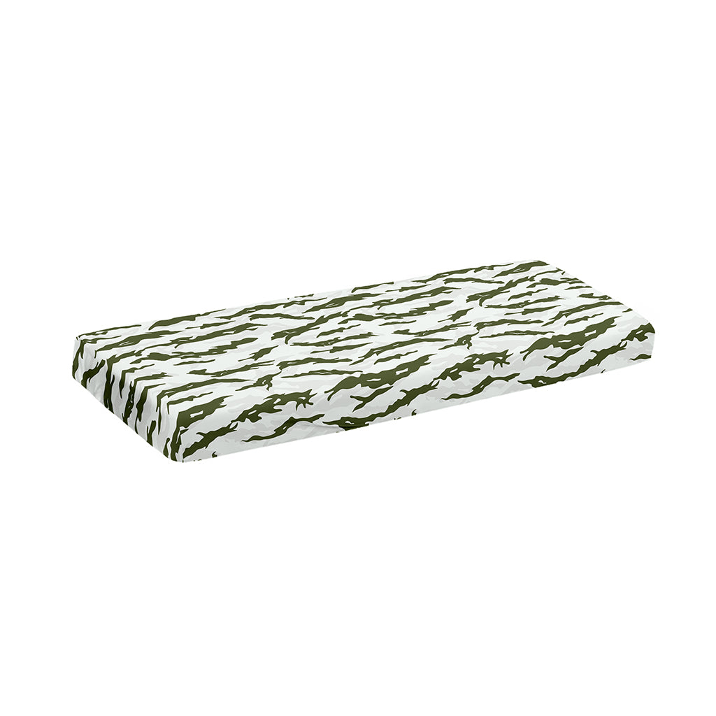 Green And White Tiger Stripe Camo Print Piano Keyboard Cover