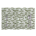 Green And White Tiger Stripe Camo Print Placemat