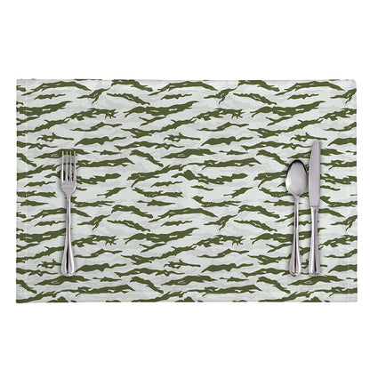 Green And White Tiger Stripe Camo Print Placemat