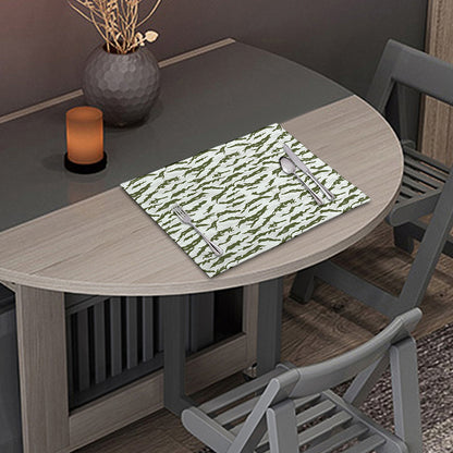 Green And White Tiger Stripe Camo Print Placemat
