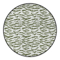 Green And White Tiger Stripe Camo Print Round Floor Mat