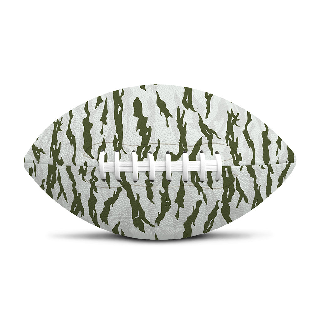 Green And White Tiger Stripe Camo Print Rugby Ball