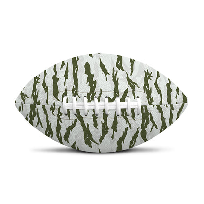 Green And White Tiger Stripe Camo Print Rugby Ball