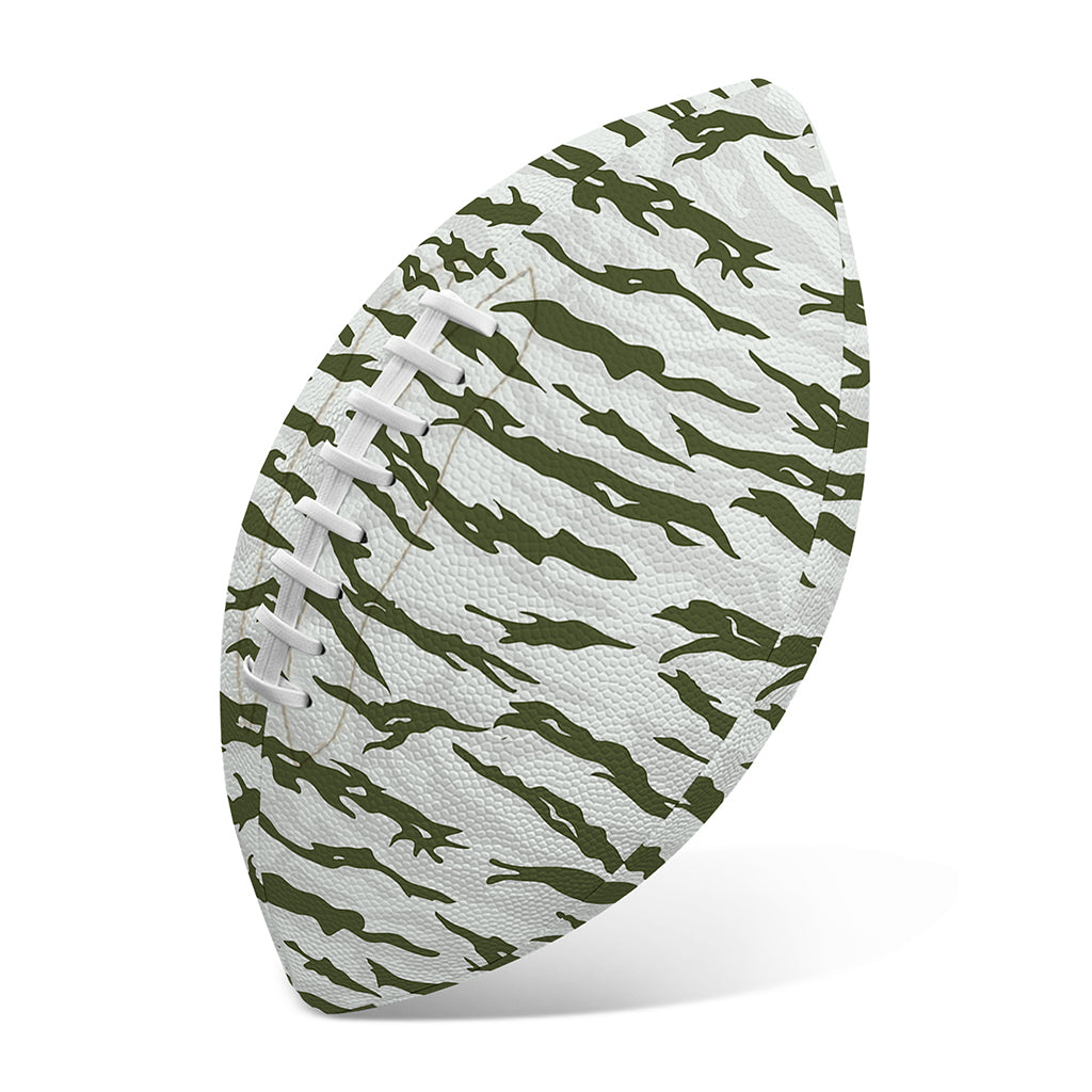Green And White Tiger Stripe Camo Print Rugby Ball