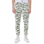 Green And White Tiger Stripe Camo Print Scuba Joggers