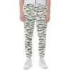 Green And White Tiger Stripe Camo Print Scuba Joggers