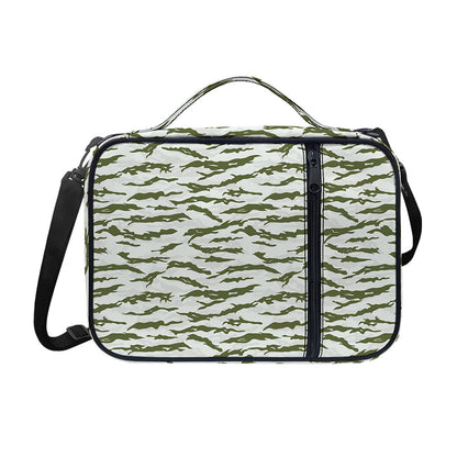 Green And White Tiger Stripe Camo Print Shoulder Strap Bible Bag