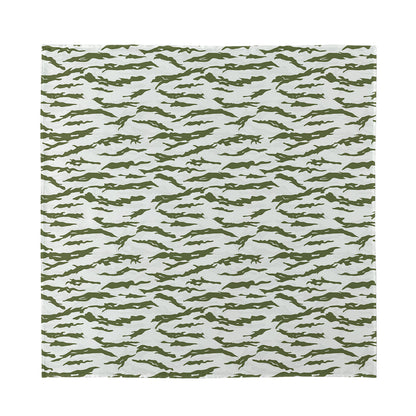 Green And White Tiger Stripe Camo Print Silk Bandana