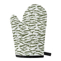 Green And White Tiger Stripe Camo Print Single Oven Mitt