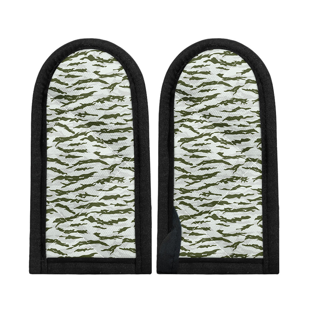 Green And White Tiger Stripe Camo Print Skillet Handle Cover