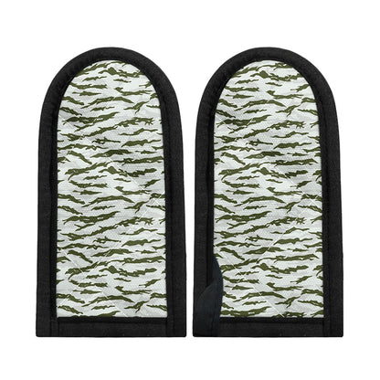 Green And White Tiger Stripe Camo Print Skillet Handle Cover