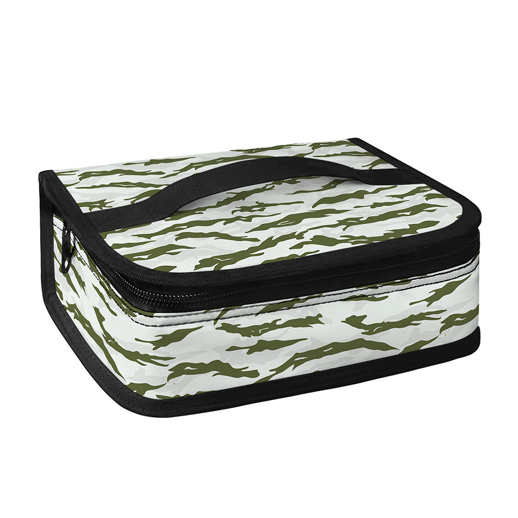 Green And White Tiger Stripe Camo Print Small Lunch Bag