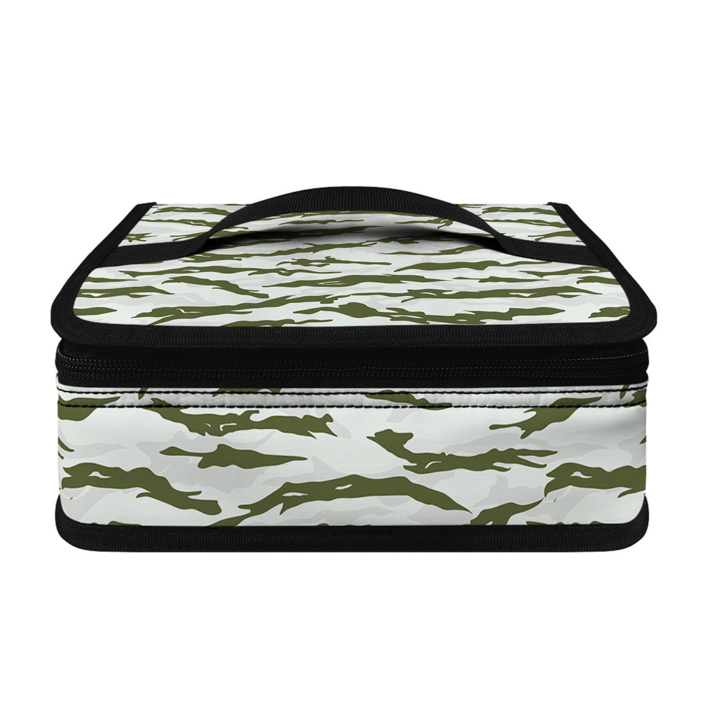 Green And White Tiger Stripe Camo Print Small Lunch Bag