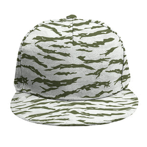 Green And White Tiger Stripe Camo Print Snapback Cap