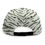 Green And White Tiger Stripe Camo Print Snapback Cap