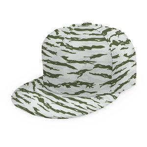 Green And White Tiger Stripe Camo Print Snapback Cap