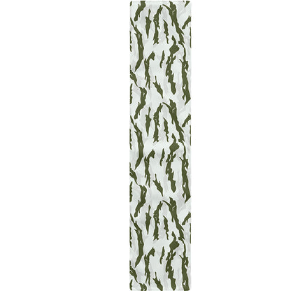 Green And White Tiger Stripe Camo Print Table Runner