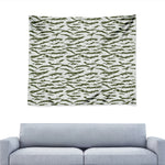 Green And White Tiger Stripe Camo Print Tapestry