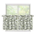 Green And White Tiger Stripe Camo Print Tier Curtains