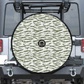 Green And White Tiger Stripe Camo Print Tire Cover With Camera Hole