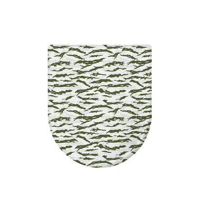 Green And White Tiger Stripe Camo Print Toilet Lid Cover