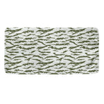 Green And White Tiger Stripe Camo Print Towel