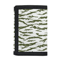 Green And White Tiger Stripe Camo Print Trifold Wallet