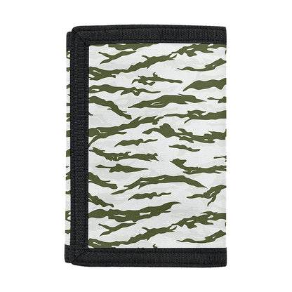 Green And White Tiger Stripe Camo Print Trifold Wallet