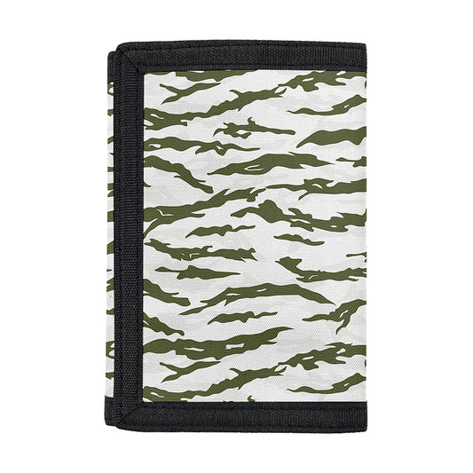 Green And White Tiger Stripe Camo Print Trifold Wallet