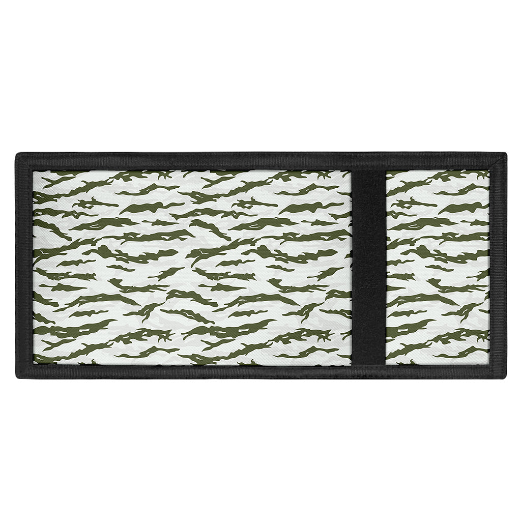 Green And White Tiger Stripe Camo Print Trifold Wallet