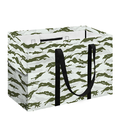 Green And White Tiger Stripe Camo Print Utility Tote Bag