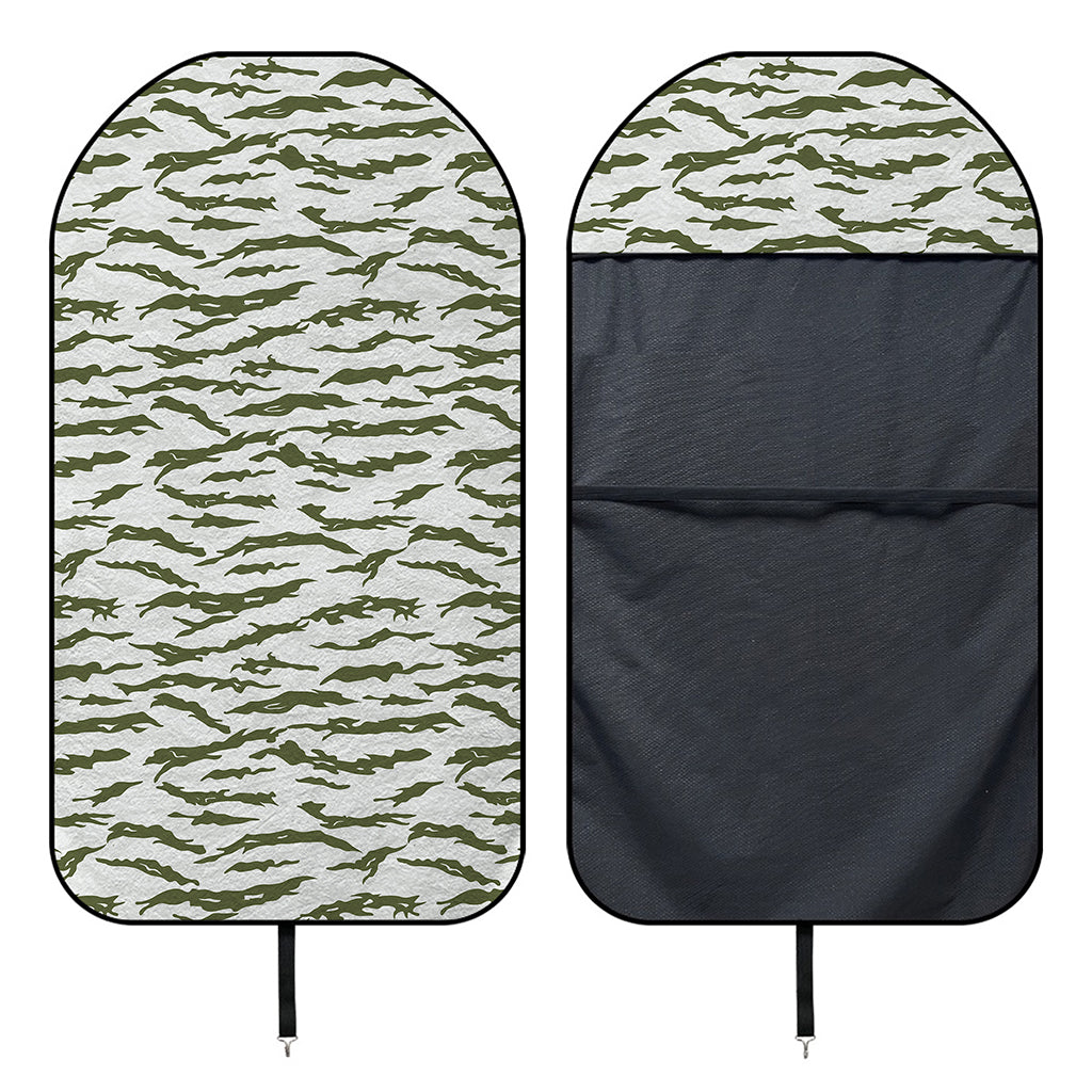 Green And White Tiger Stripe Camo Print Waterproof Car Seat Cover